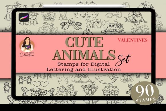 Cute Animals Valentines Procreate Stamps