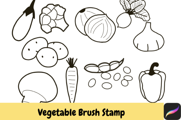 Evaluating Vegetable Procreate Brush Stamps for iPad Illustration