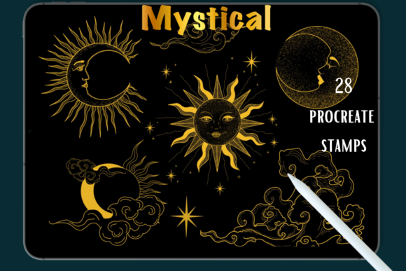 Magical Procreate Stamps Moon and Sun: Elevating Your Digital Art with Celestial Flair